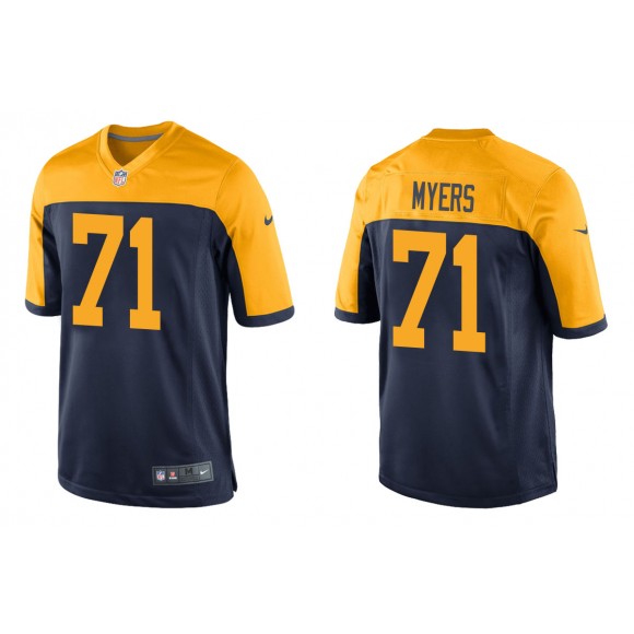 Men's Green Bay Packers Josh Myers Navy Throwback Game Jersey