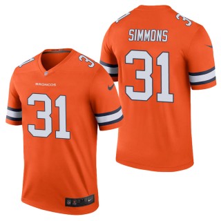 Men's Denver Broncos Justin Simmons Orange Color Rush Legend Jersey