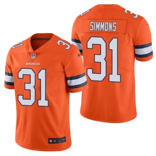 Men's Denver Broncos Justin Simmons Orange Color Rush Limited Jersey