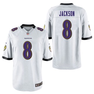 Men's Baltimore Ravens Lamar Jackson White Game Jersey