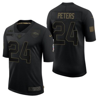 Men's Baltimore Ravens Marcus Peters Black Salute to Service Jersey