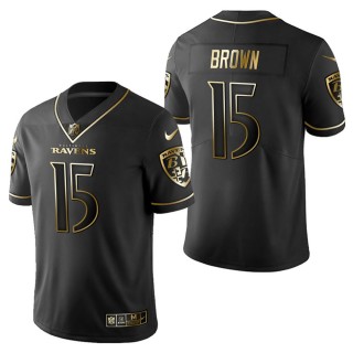 Men's Baltimore Ravens Marquise Brown Black Golden Edition Jersey