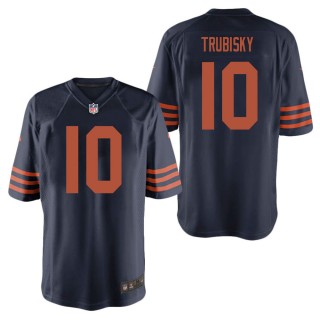 Men's Chicago Bears Mitchell Trubisky Navy Throwback Game Jersey