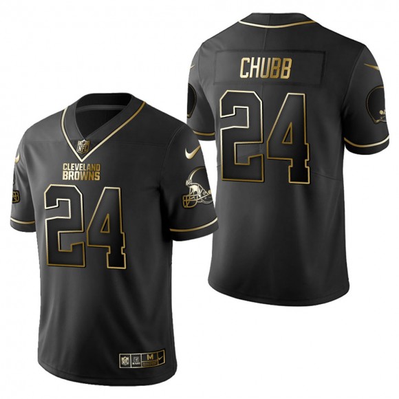 Men's Cleveland Browns Nick Chubb Black Golden Edition Jersey