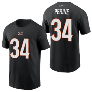 Men's Cincinnati Bengals Samaje Perine Black 2021 Name & Number T-Shirt