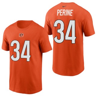 Men's Cincinnati Bengals Samaje Perine Orange 2021 Name & Number T-Shirt