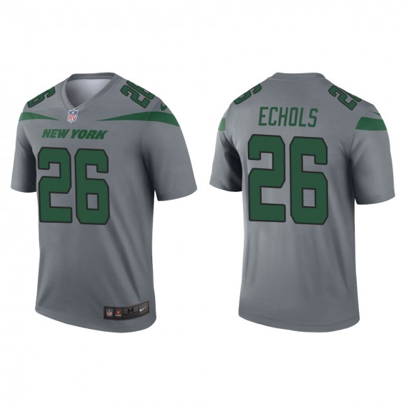 Men's New York Jets Brandin Echols #26 Gray Inverted Legend Jersey
