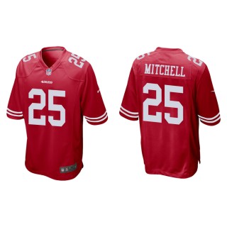Men's San Francisco 49ers Elijah Mitchell #25 Scarlet Game Jersey
