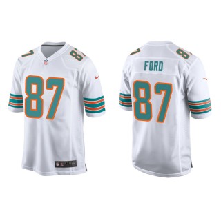 Men's Miami Dolphins Isaiah Ford #87 White 2nd Alternate Game Jersey