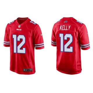 Men's Buffalo Bills Jim Kelly #12 Red Alternate Game Jersey