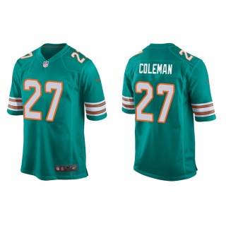Men's Miami Dolphins Justin Coleman #27 Aqua Alternate Game Jersey