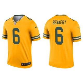 Men's Green Bay Packers Kurt Benkert #6 Gold Inverted Legend Jersey