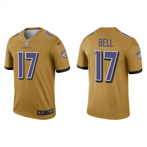 Men's Baltimore Ravens Le'Veon Bell #17 Gold Inverted Legend Jersey