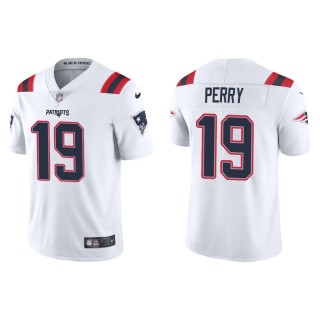 Men's New England Patriots Malcolm Perry #19 White Vapor Limited Jersey