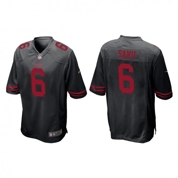 Men's San Francisco 49ers Mohamed Sanu #6 Black Game Jersey