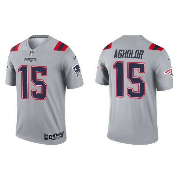 Men's New England Patriots Nelson Agholor #15 Gray 2021 Inverted Legend Jersey