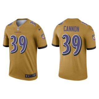 Men's Baltimore Ravens Trenton Cannon #39 Gold Inverted Legend Jersey
