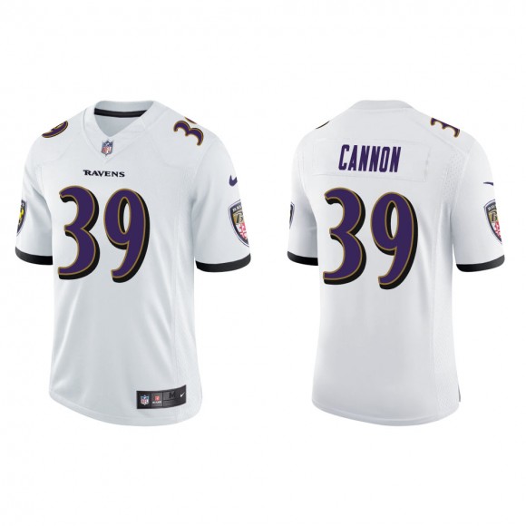 Men's Baltimore Ravens Trenton Cannon #39 White Vapor Limited Jersey
