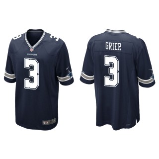 Men's Dallas Cowboys Will Grier #3 Navy Game Jersey