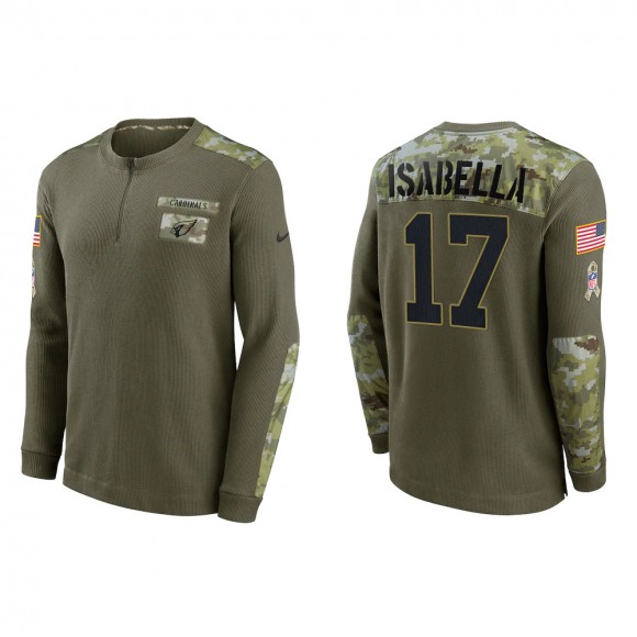 2021 Salute To Service Men's Cardinals Andy Isabella Olive Henley Long Sleeve Thermal Top