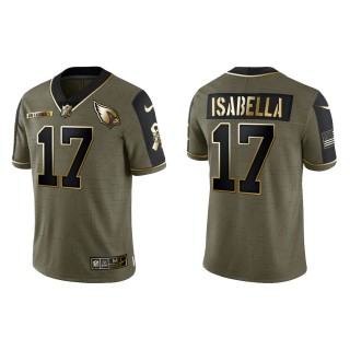 2021 Salute To Service Men's Cardinals Andy Isabella Olive Gold Limited Jersey