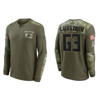 2021 Salute To Service Men's Falcons Chris Lindstrom Olive Henley Long Sleeve Thermal Top