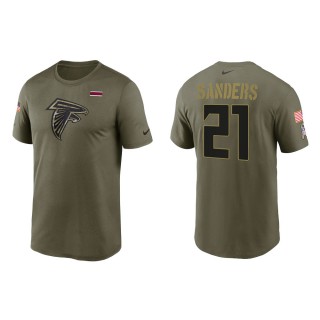 2021 Salute To Service Men's Falcons Deion Sanders Olive Legend Performance T-Shirt