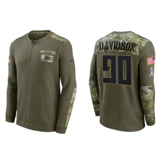 2021 Salute To Service Men's Falcons Marlon Davidson Olive Henley Long Sleeve Thermal Top