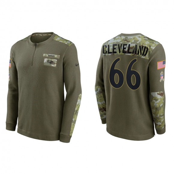 2021 Salute To Service Men's Ravens Ben Cleveland Olive Henley Long Sleeve Thermal Top