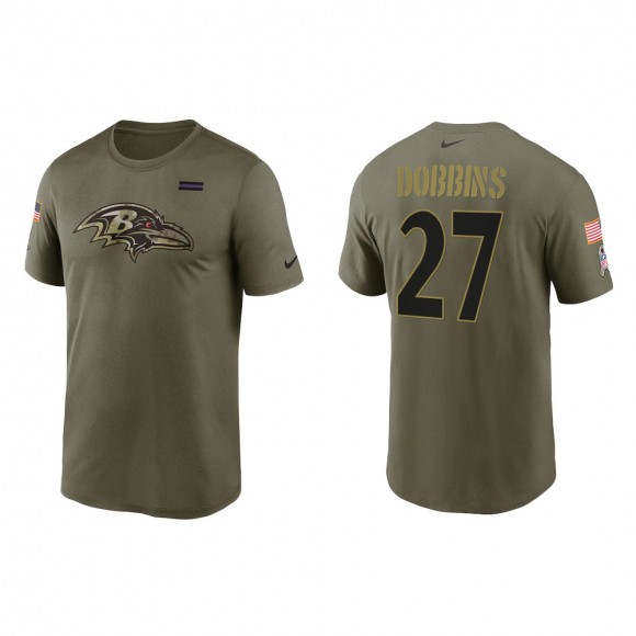 2021 Salute To Service Men's Ravens J.K. Dobbins Olive Legend Performance T-Shirt