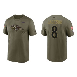 2021 Salute To Service Men's Ravens Lamar Jackson Olive Legend Performance T-Shirt