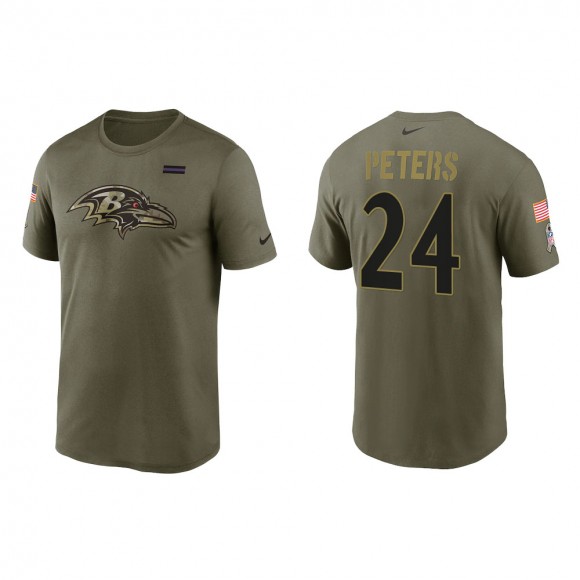 2021 Salute To Service Men's Ravens Marcus Peters Olive Legend Performance T-Shirt