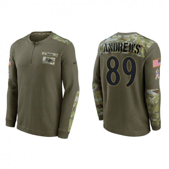 2021 Salute To Service Men's Ravens Mark Andrews Olive Henley Long Sleeve Thermal Top