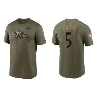 2021 Salute To Service Men's Ravens Marquise Brown Olive Legend Performance T-Shirt
