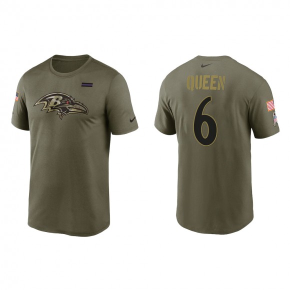 2021 Salute To Service Men's Ravens Patrick Queen Olive Legend Performance T-Shirt