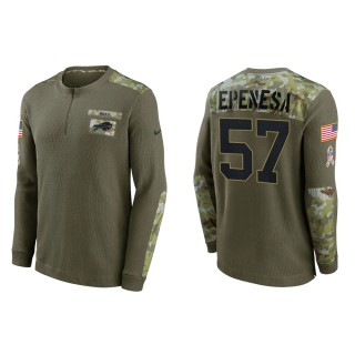 2021 Salute To Service Men's Bills A.J. Epenesa Olive Henley Long Sleeve Thermal Top