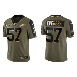 2021 Salute To Service Men's Bills A.J. Epenesa Olive Gold Limited Jersey
