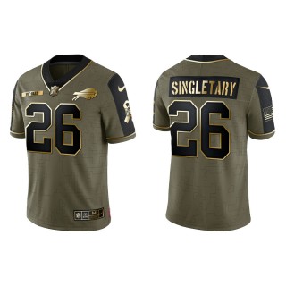 2021 Salute To Service Men's Bills Devin Singletary Olive Gold Limited Jersey