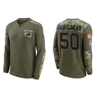 2021 Salute To Service Men's Bills Gregory Rousseau Olive Henley Long Sleeve Thermal Top