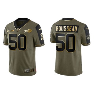 2021 Salute To Service Men's Bills Gregory Rousseau Olive Gold Limited Jersey