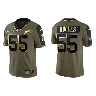 2021 Salute To Service Men's Bills Jerry Hughes Olive Gold Limited Jersey