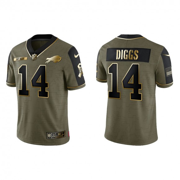 2021 Salute To Service Men's Bills Stefon Diggs Olive Gold Limited Jersey