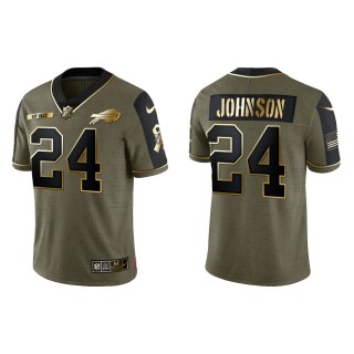 2021 Salute To Service Men's Bills Taron Johnson Olive Gold Limited Jersey