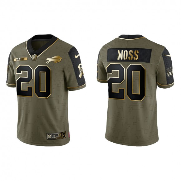 2021 Salute To Service Men's Bills Zack Moss Olive Gold Limited Jersey