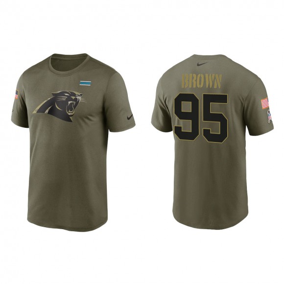 2021 Salute To Service Men's Panthers Derrick Brown Olive Legend Performance T-Shirt