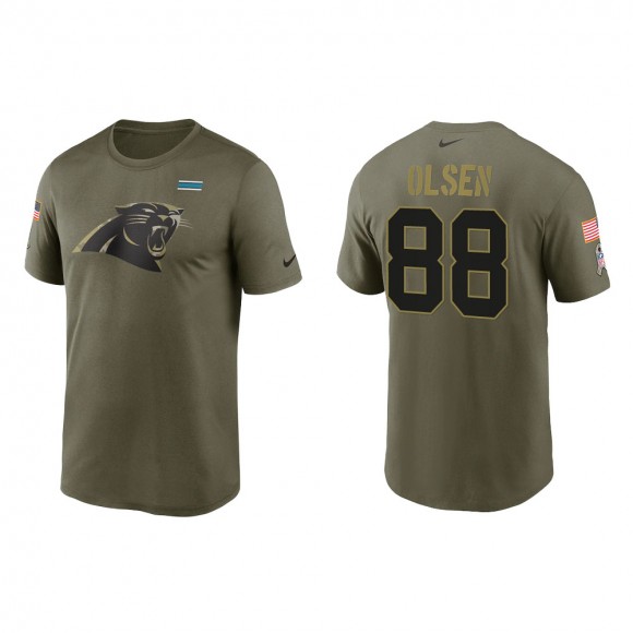 2021 Salute To Service Men's Panthers Greg Olsen Olive Legend Performance T-Shirt