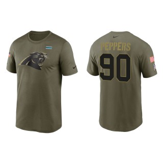 2021 Salute To Service Men's Panthers Julius Peppers Olive Legend Performance T-Shirt