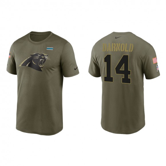 2021 Salute To Service Men's Panthers Sam Darnold Olive Legend Performance T-Shirt