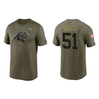 2021 Salute To Service Men's Panthers Sam Mills Olive Legend Performance T-Shirt