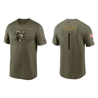 2021 Salute To Service Men's Bears Justin Fields Olive Legend Performance T-Shirt